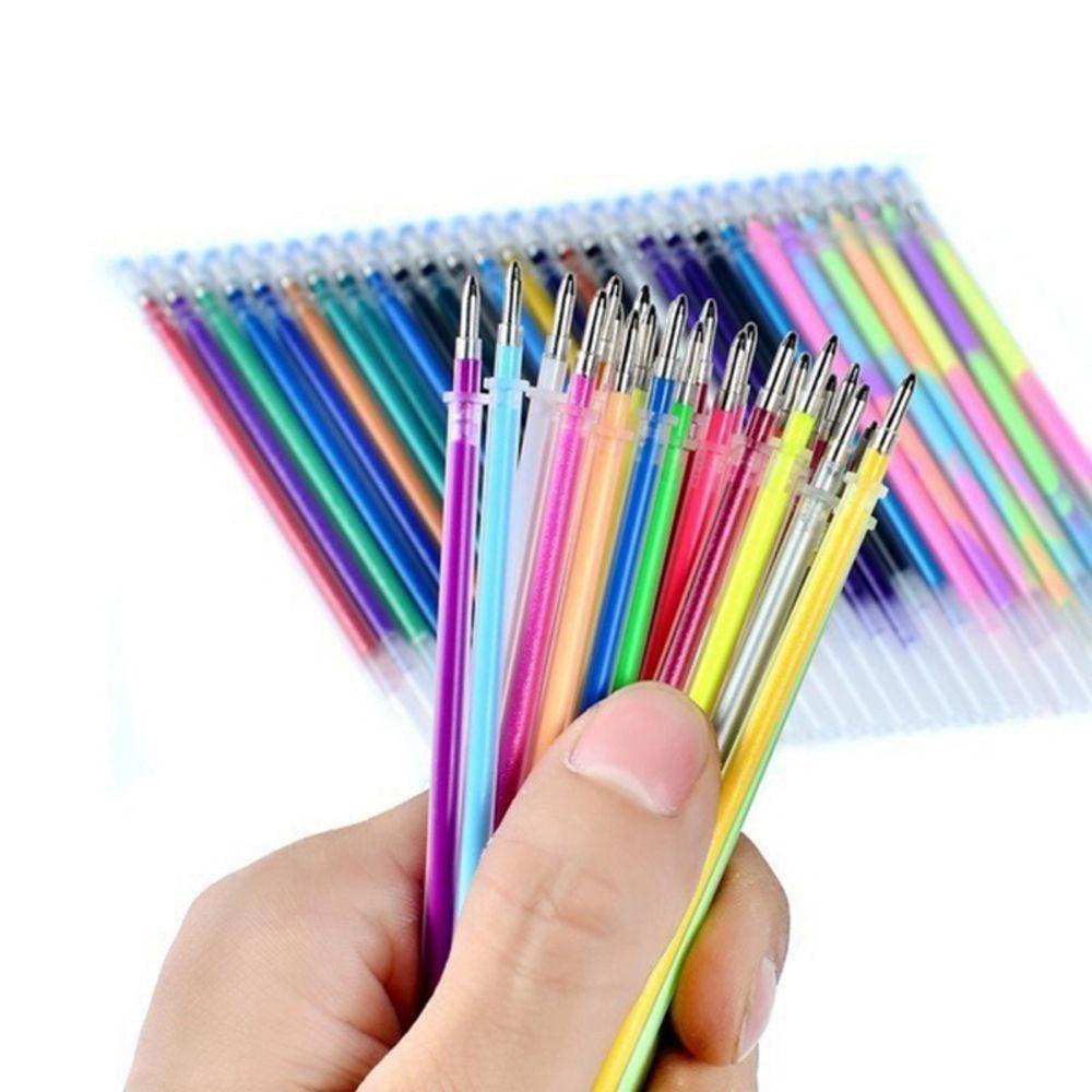 Solighter 24/36/48PCS Isi Ulang Fluorescent Gambar Kuas Cat Air Perlengkapan Lukisan Glitter Pen