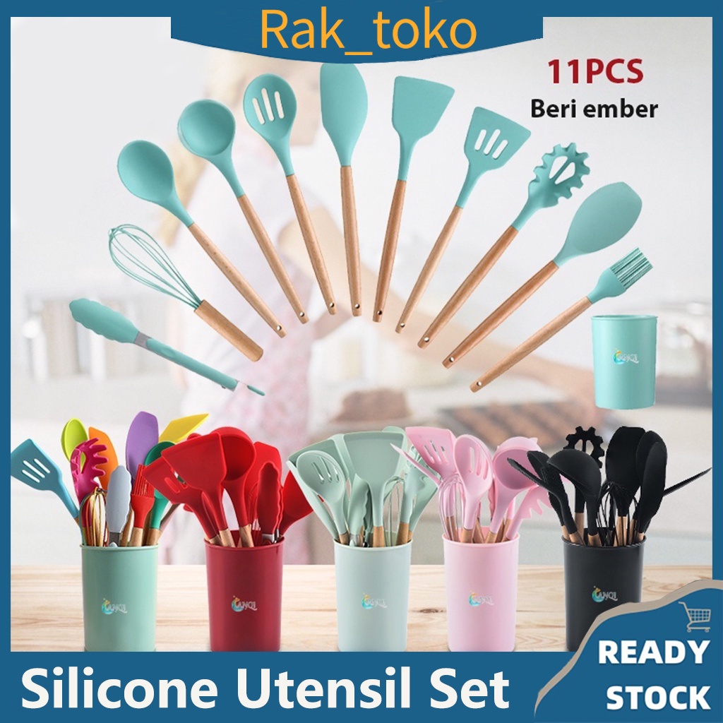 (COD)Silikon Spatula Silicone  Alat Masak  Capitan Scraper Whisk Sendok Centong Kuas Silikon Tahan Panas Set