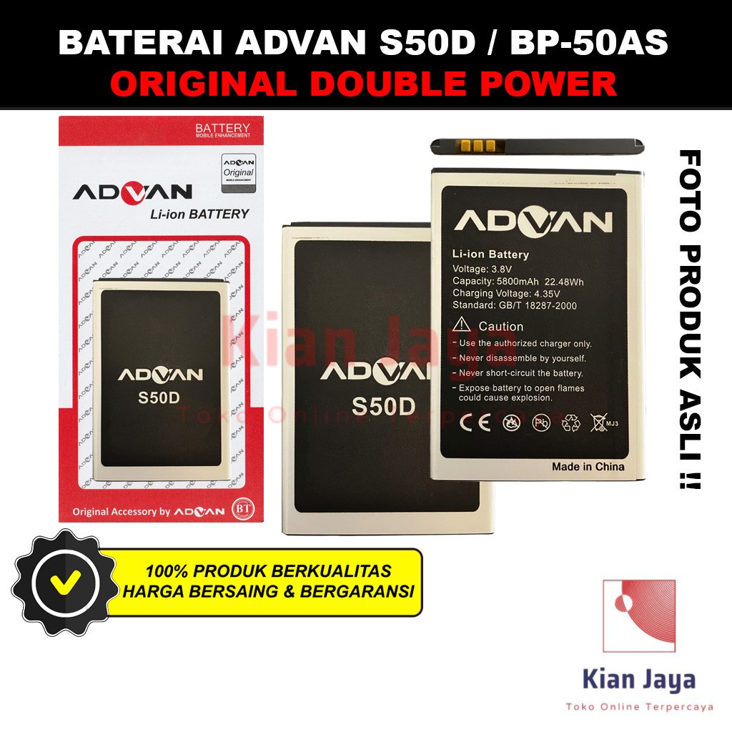 Baterai Hp Advan S50D BP50AS Original Double Power Batre Batrai Battery BP-50AS