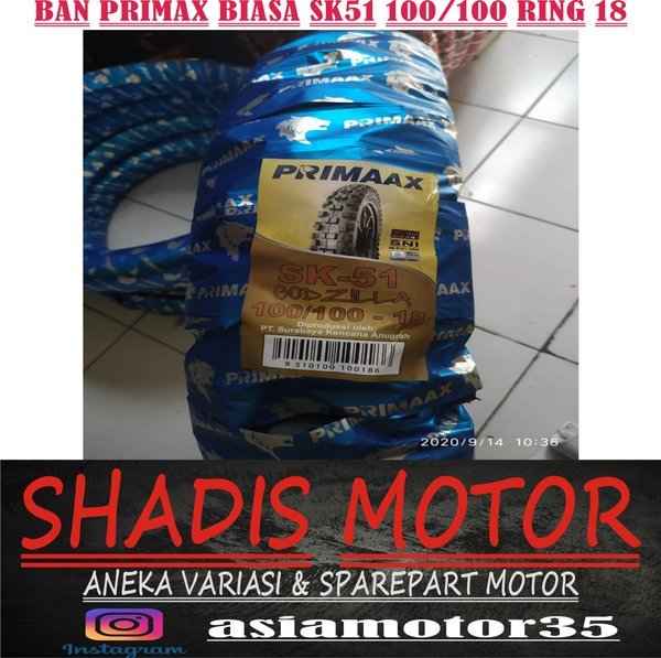 Ban Motor Merk Primaax Biasa Tipe SK51 Ukuran 100/100 Ring 18 Ban Motor Tubetype Primax