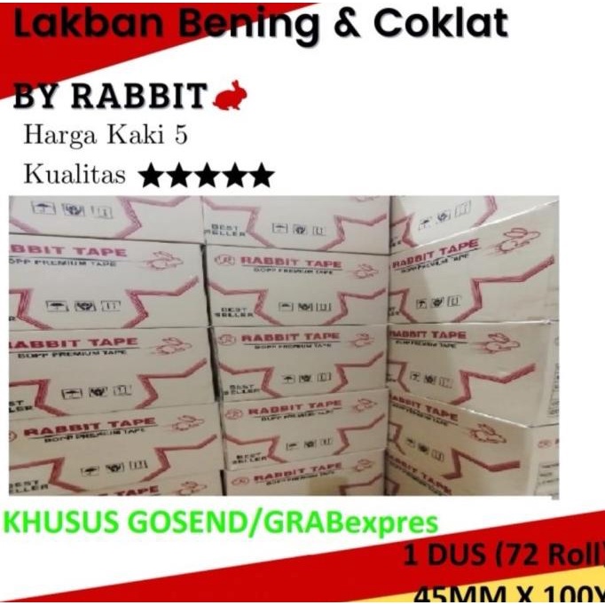 

DUS KHUSUS GOJEK/GRAB LAKBAN BENING/COKLAT RABBIT TAPE 45MM x 100YARD - Cokelat ---Termurah---