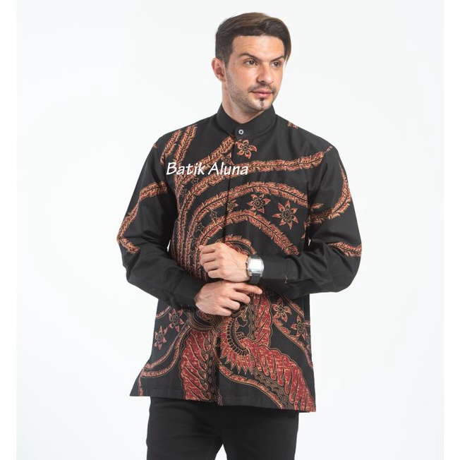 Kemeja Koko Baju Muslim Pria Lengan Panjang Aluna Premium Solo M008 Baju Koko Motif Batik Terbaru Pr