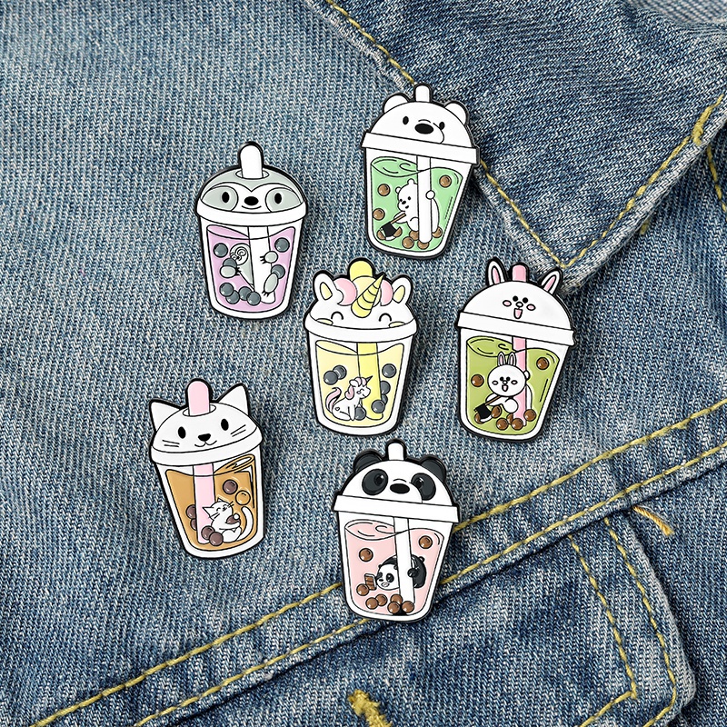 Pin Bros Enamel 6 Model Kartun Hewan Kelinci Unicorn Sloth Kucing Beruang Panda Untuk Hadiah Perhiasan