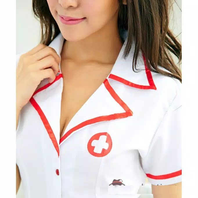 TBI Seragam Suster Sexy + Topi Lingerie Baju Tidur Sexy Cosplay Nurse