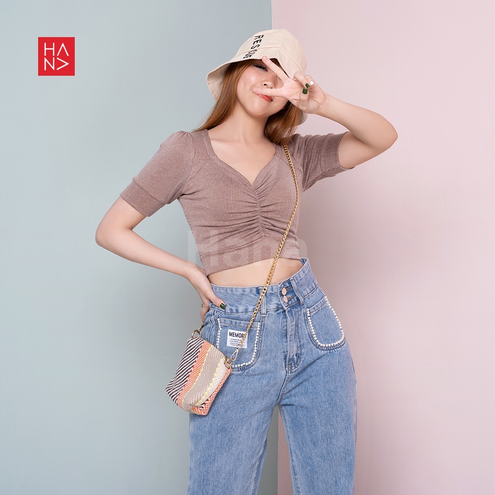 HanaFashion JKT - Euna Crop Top Stylish Kaos Wanita Murah - CT063