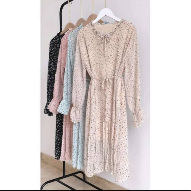 Dandelion Pleats Tunik / Baju Tunik Atasan Plisket Motif Import Bangkok