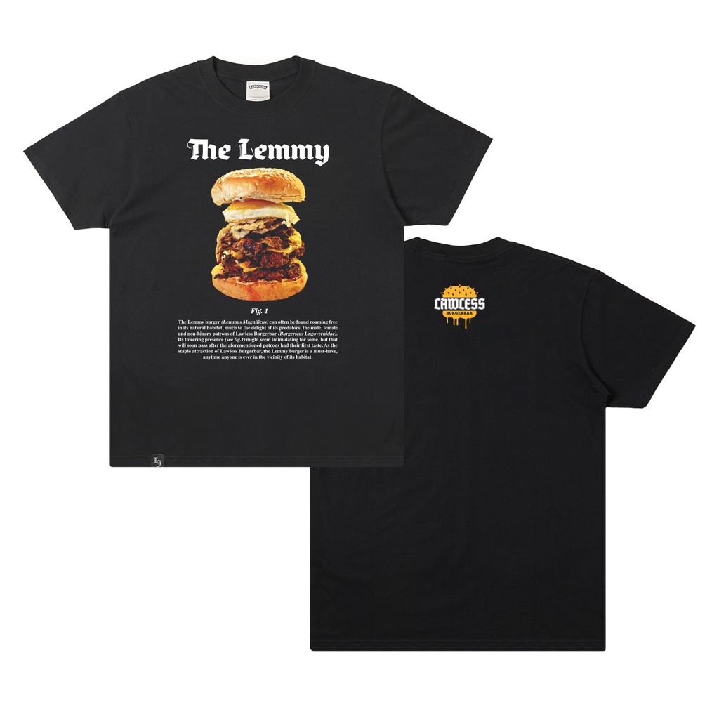 HOT Lawless Burgerbar - Lemmypedia Tshirt - Black