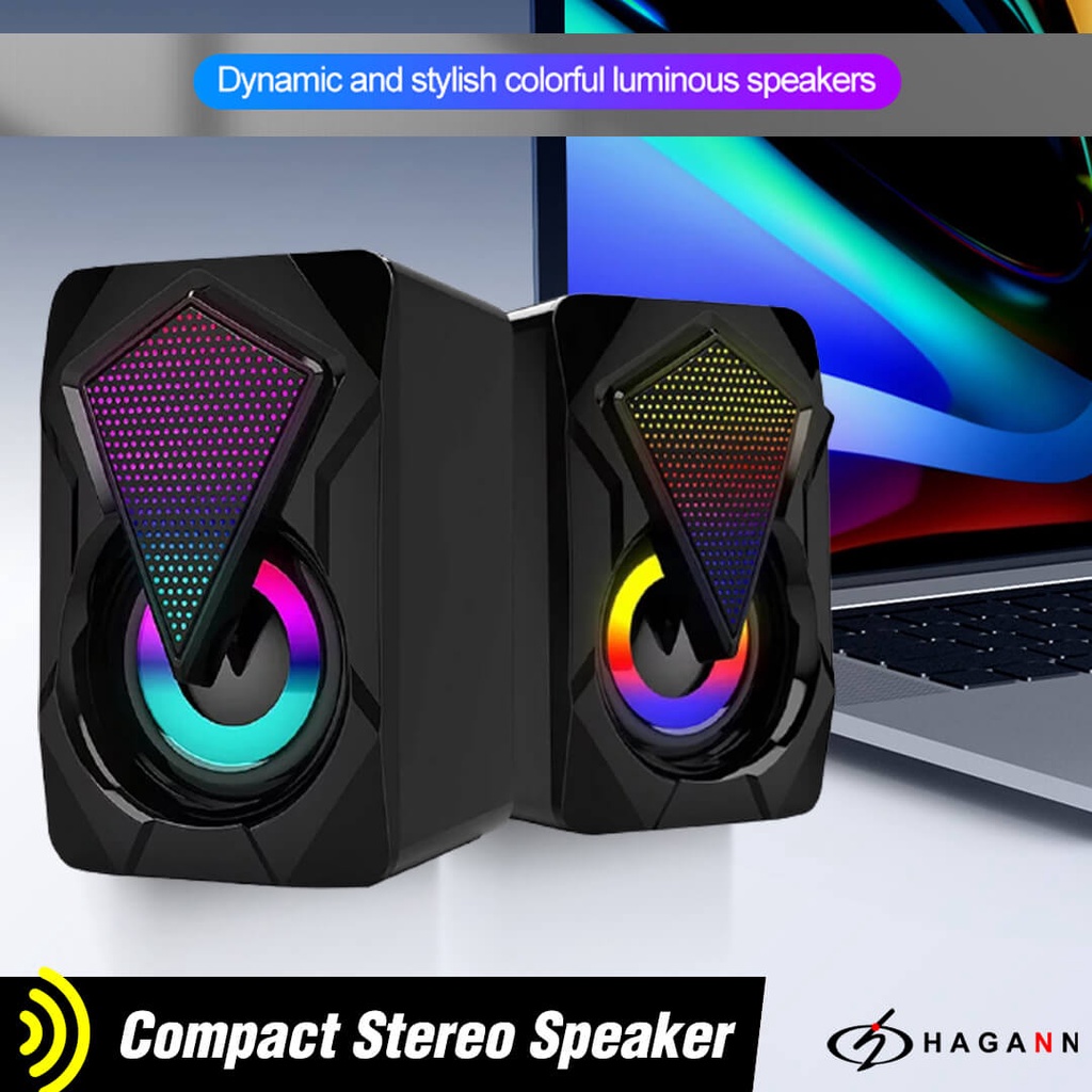 Speaker USB Mini Aktif Portable RGB Untuk Komputer PC Laptop Spiker Kecil Dengan Lampu LED SPE-A11