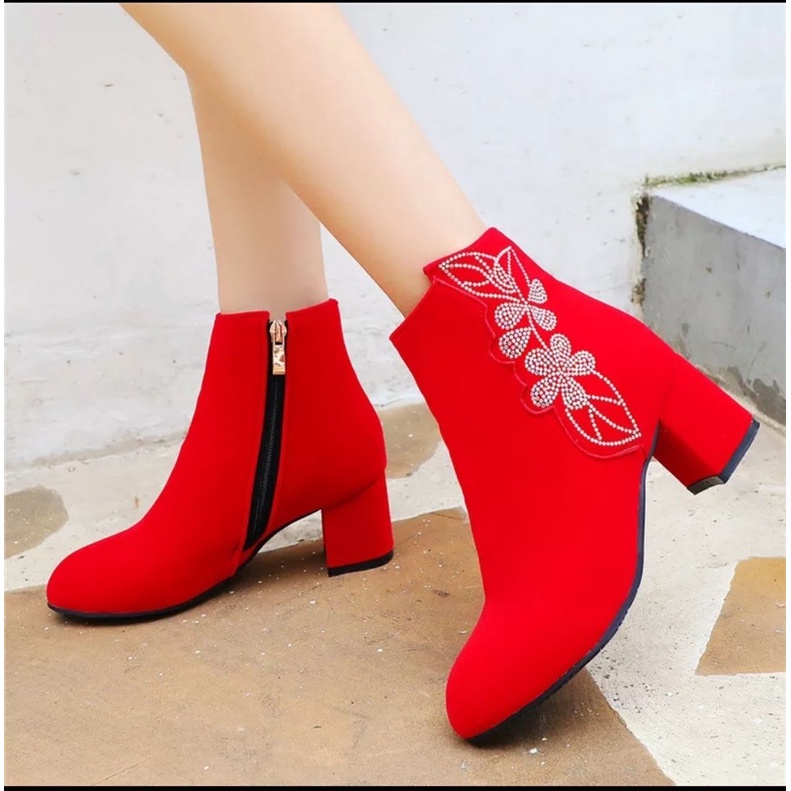 high heels boot mote bunga REAL picture (garansi cantik) sl20