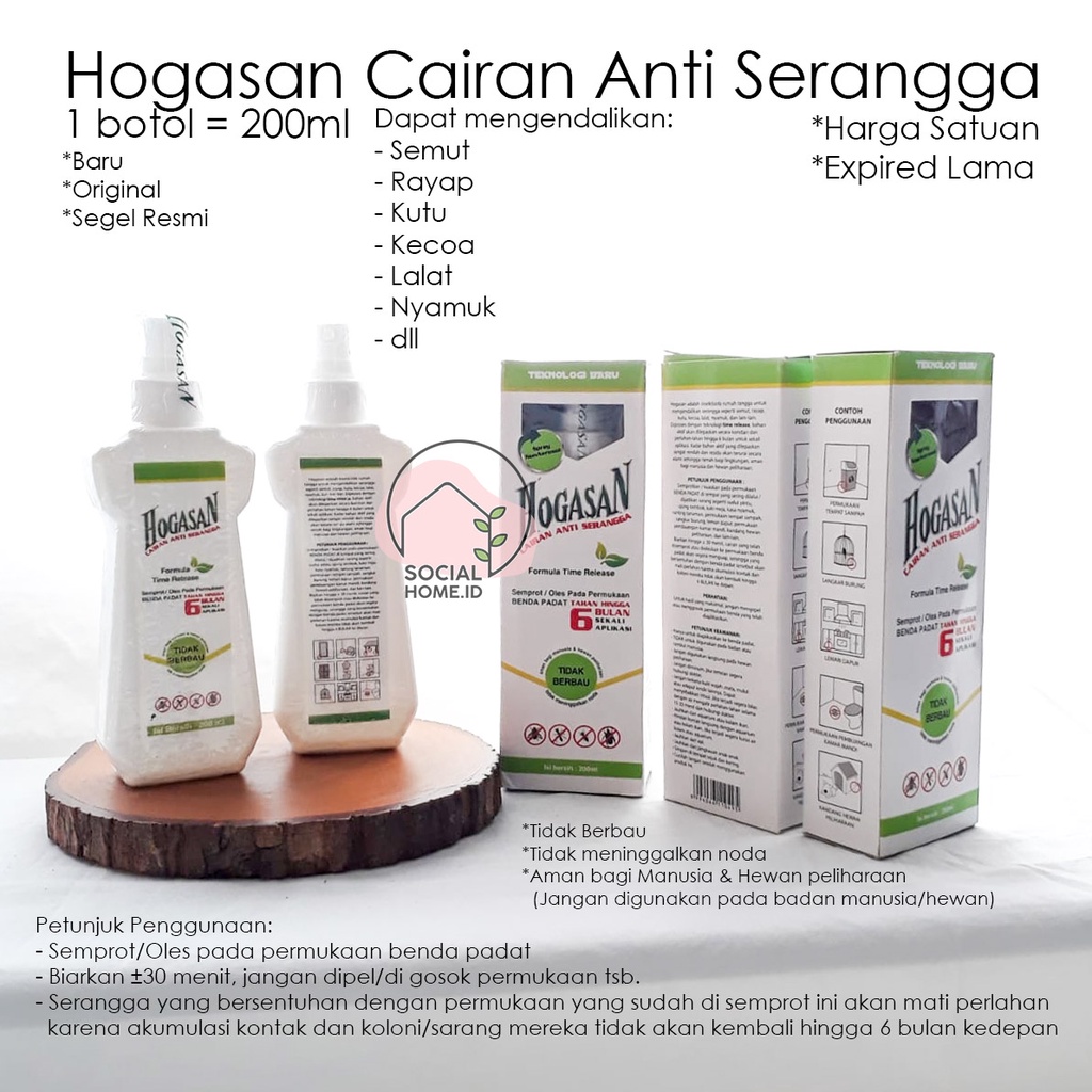 Hogasan Cairan Anti Serangga. Semut, Kecoak, Lalat, Nyamuk, Rayap, 1 botol isi 200ml
