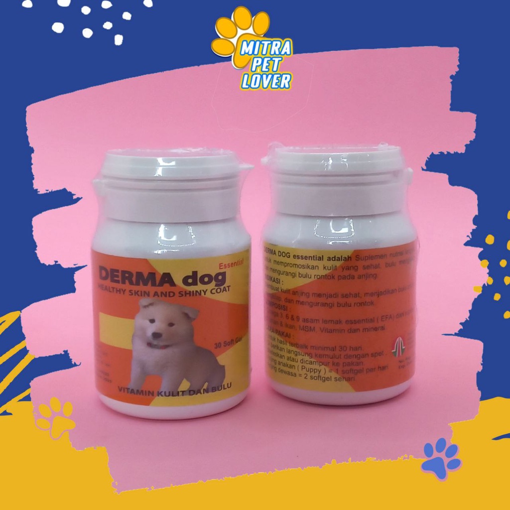 VITAMIN KULIT DAN BULU ANJING - DERMA DOG 30 PCS SOFT GEL ORIGINAL - KULIT SEHAT BULU MENGKILAP ATASI BULU RONTOK PET PUPPY DOGGY ANIMAL SUPLEMEN HEALTHCARE AND VETERINARY TAMASINDO OBAT KESEHATAN DAN VITAMIN TERNAK HEWAN BINATANG PELIHARAAN MITRAPETLOVER