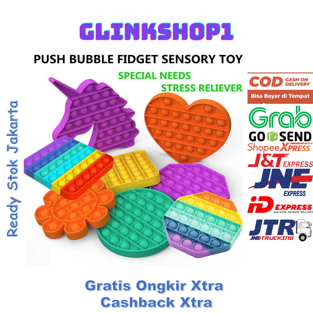 glinkshop1 Pop it Rainbow Unicorn Squeeze Game Popit Push Bubble Fidget stress relief kids