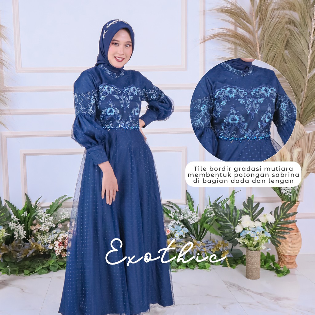 gamis brukat pesta mewah elegan terbaru OUTFIT_LAMARAN_TERLARIS_GAUN_PESTA_MUSLIMAH_EXOTHIC_GAMIS BR