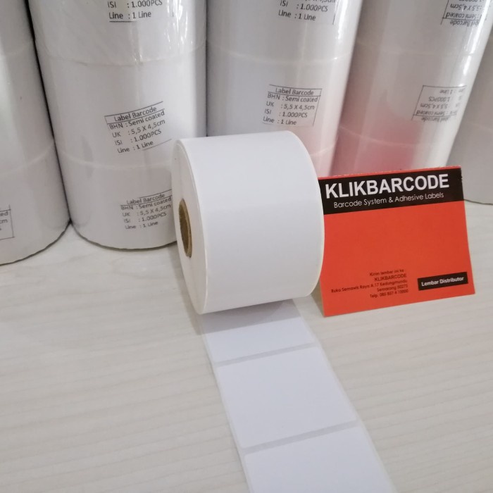 

LABEL BARCODE SEMICOATED 55 X 45 1 LINE GAP CORE 1" PAKAI PORPORASI - Isi 1.000pcs