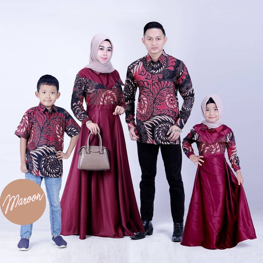 SHOPASHOP SOLO Batik Family Couple Gamis Payung Vanda Gamis &amp; Kemeja Panjang Fandita