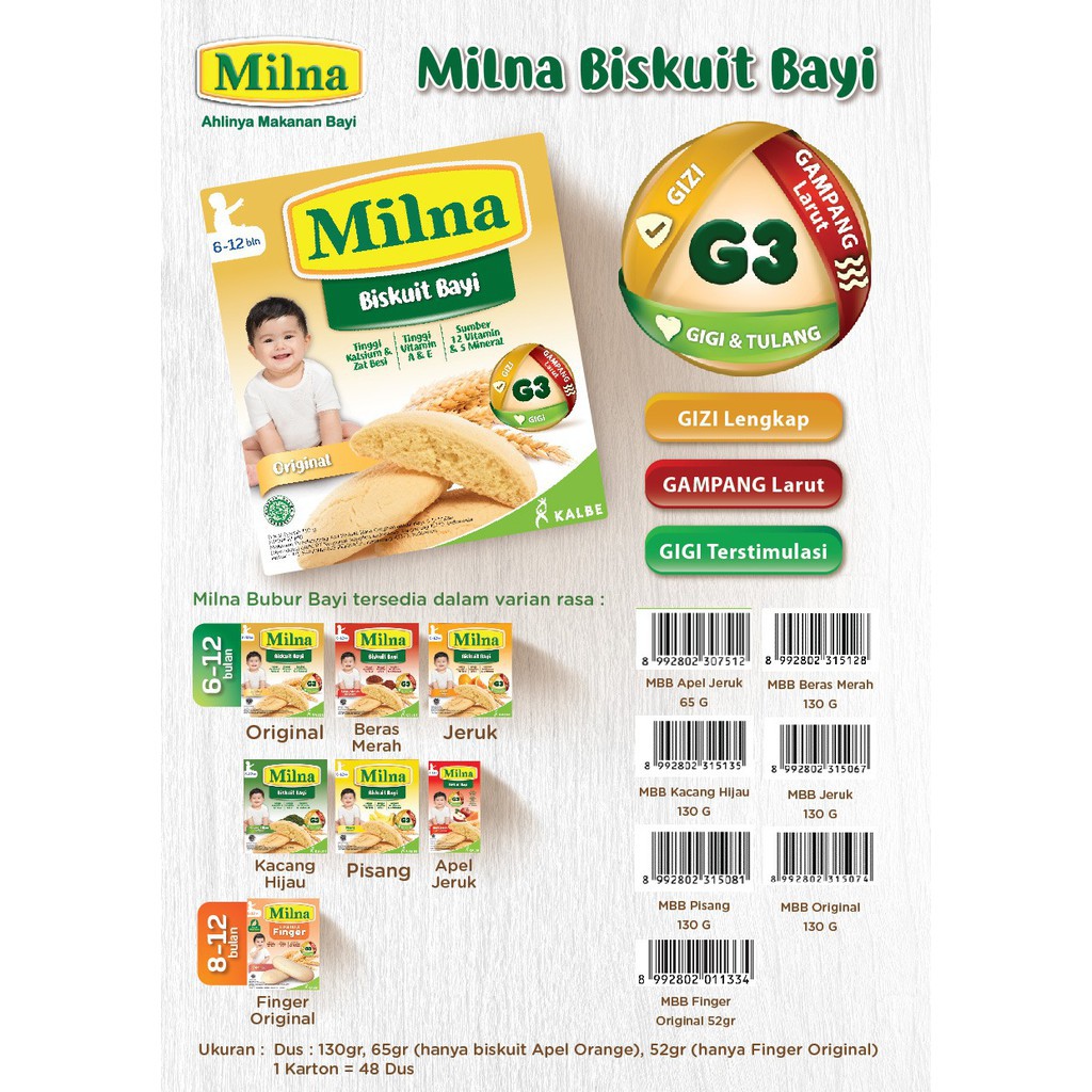 Milna Biskuit Bayi 130 gr Milna Baby Snack Biskuit - Kabakids Store