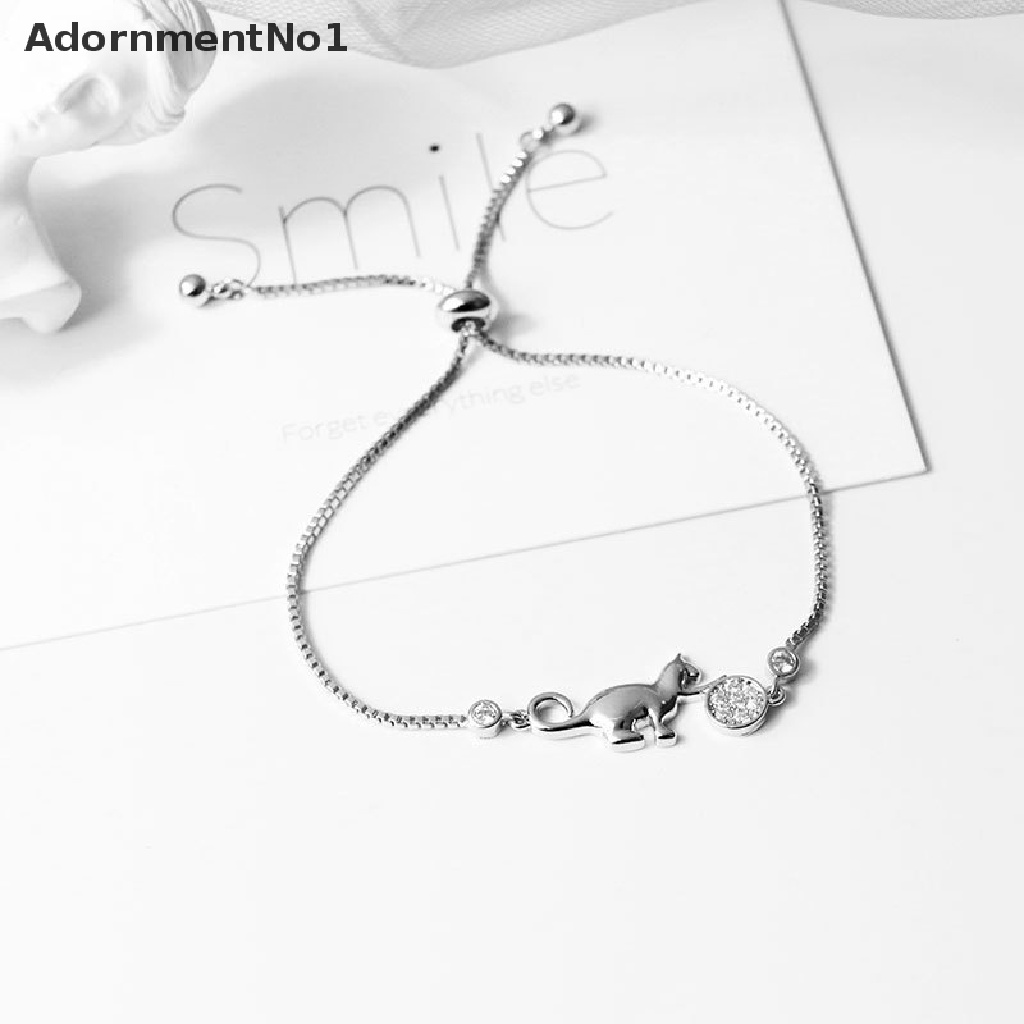 (AdornmentNo1) Gelang Rantai Dengan Charm Bola Kristal Zirkonia Kubik Untuk Wanita