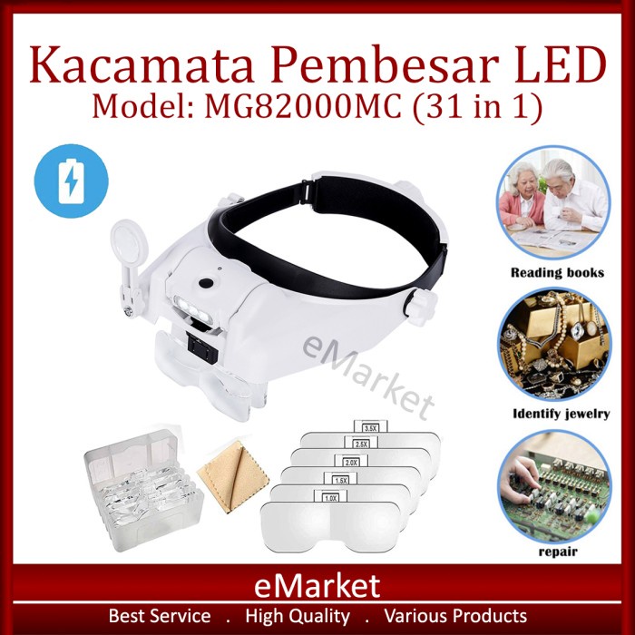 

Kacamata Pembesar LED MG82000MC / Kaca Mata Servis / Lampu Reparasi