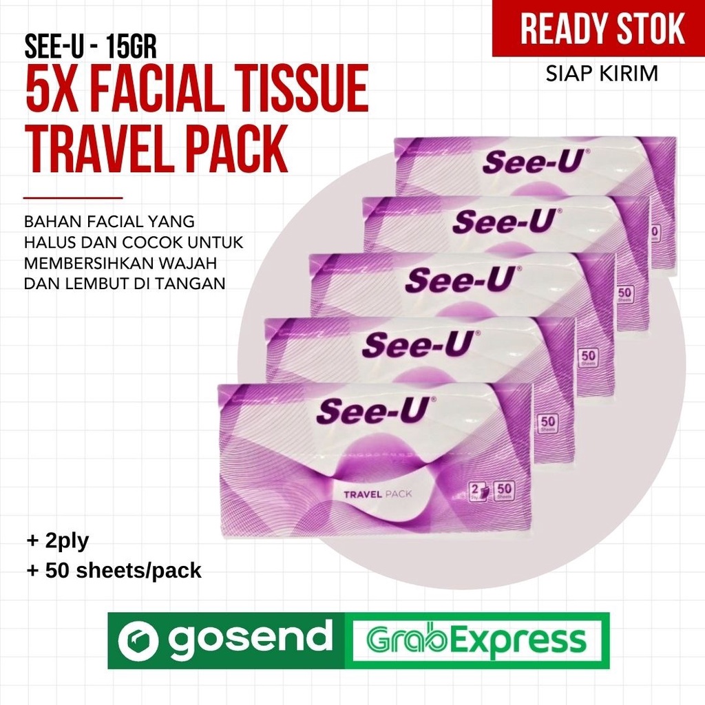 (TERMURAH) SEE-U-Facial Tissue Travel Pack - 15gr - 5X