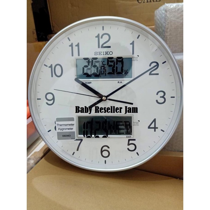 Jam Dinding SEIKO Japan Tanggal Hari QXL013S QXL013 Silver Original tersedia stok