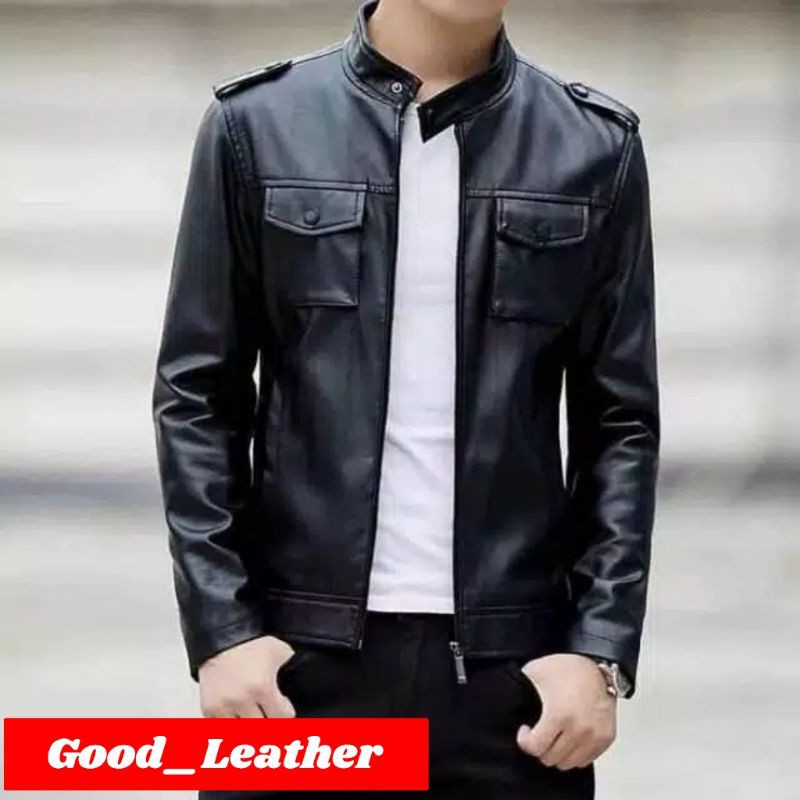 Jaket trend line pria casual black tipe laki laki cowok bisa cod