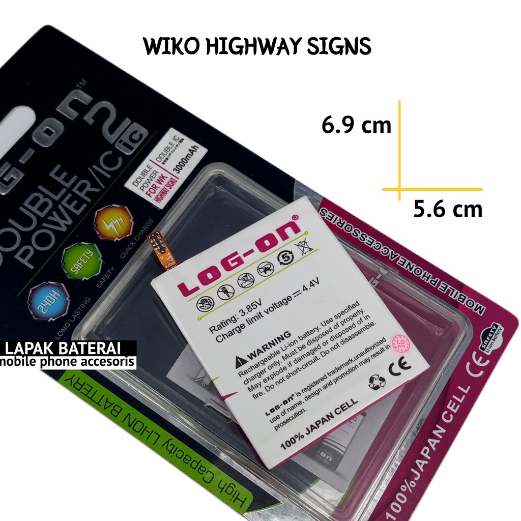 LOG - ON Baterai Wiko Highway Signs Double IC Protection Battery Batre