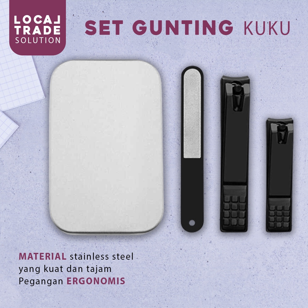 [Free Case] Gunting Kuku Tajam Stainless Ori  3pcs Nail Trimmer Set Manicure Pedicured