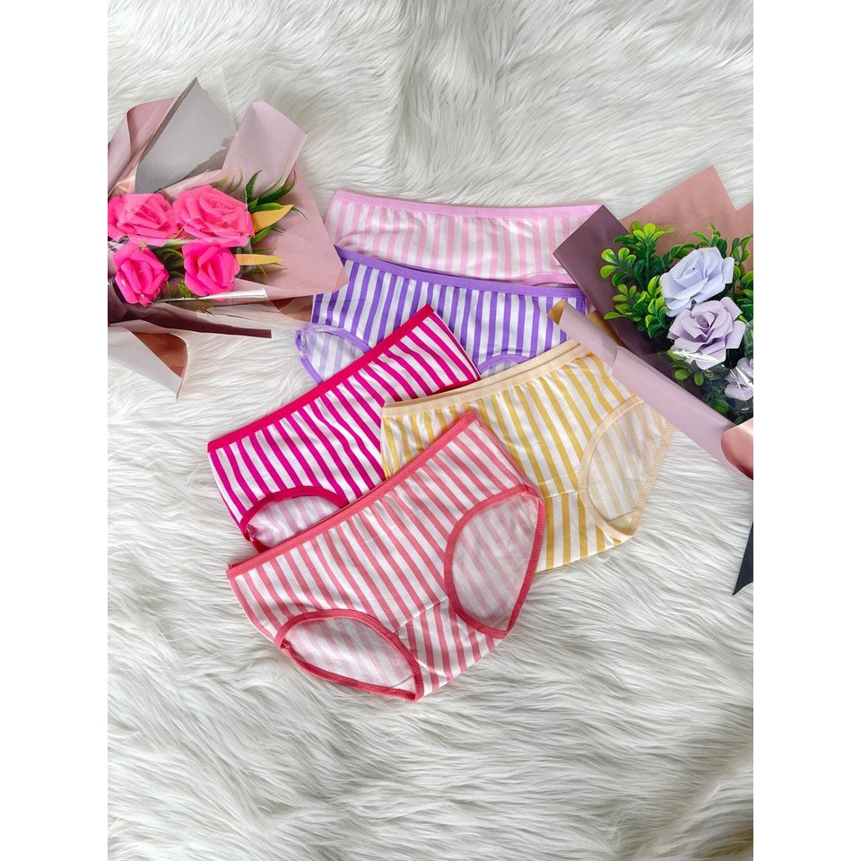 ASK Celana Dalam Wanita CD Wanita Bahan Katun Motif Salur Besar | Celana Dalam Remaja Motif Import Underwear Wanita CD56