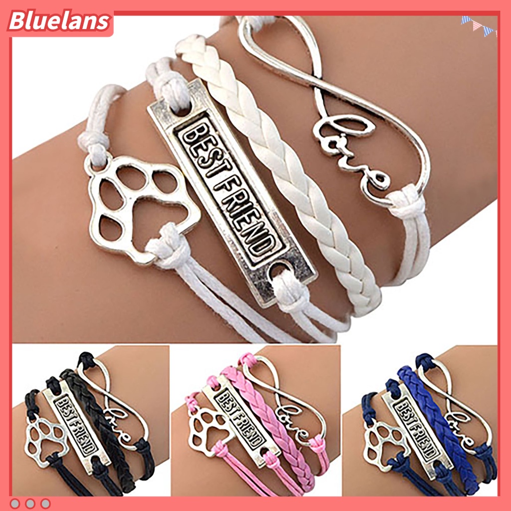 Gelang Tali Tenun Desain Jejak Kaki Infinity Bahan Alloy Gaya Vintage Untuk Pesta