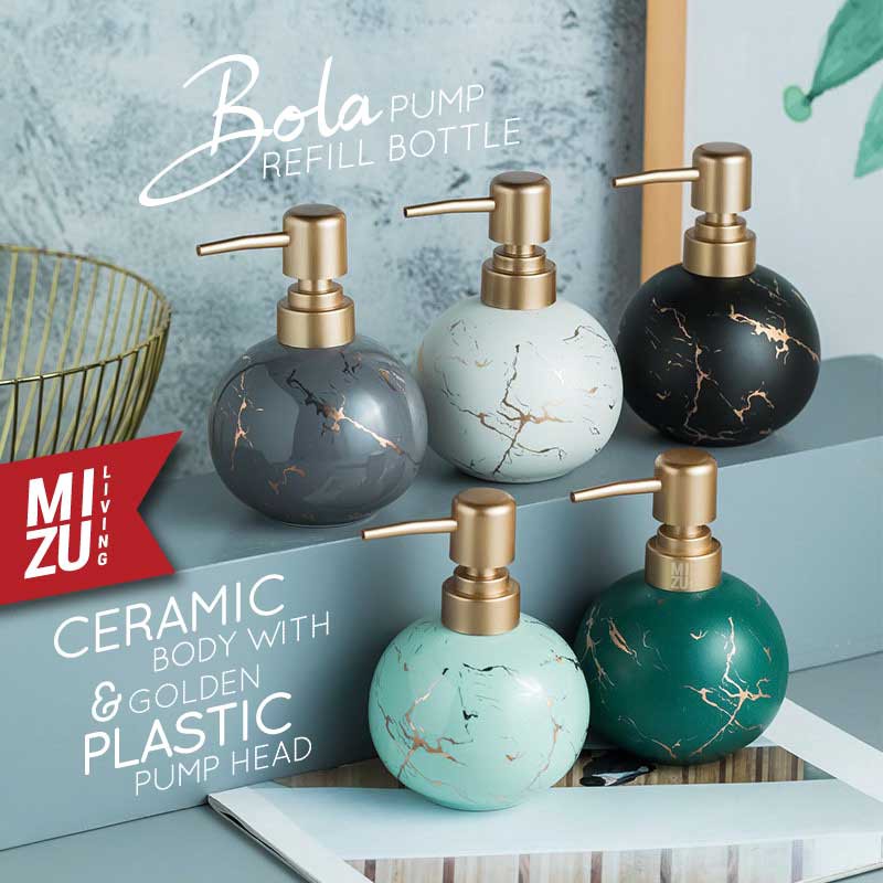 BOLA Refill Pump Bottle Matte Glossy Ceramic Soap Dispenser Botol Keramik Sabun Cair Cuci Tangan