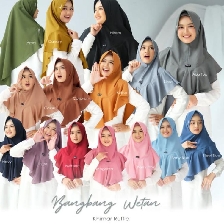 Kualitas Premium.. Khimar Ruffle Bangbang Wetan By Puan Hijab Instan Branded Bahan Diamond Crepe Tek