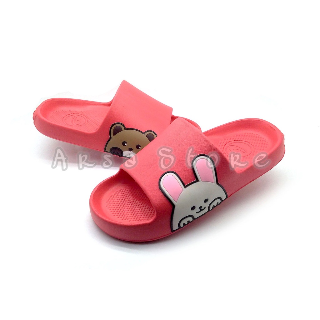 Sandal Selop Anak Perempuan &amp; Wanita Dewasa Terbaru / Sendal Slop Ibu &amp; Anak Cewek Motif Bear / Sandals Couple Moms &amp; Kids