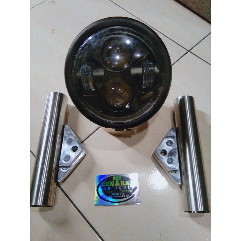 lampu headlamp hd daymaker 4 titik sisi pesek jute set pangkon lampu dobel