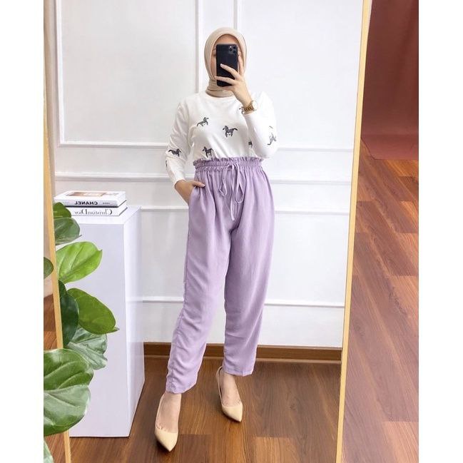 BAGGY PANTS CRINKLE AIRFLOW/CELANA LUNA WANITA POLOS CRINKLE AIRFLOW PREMIUM