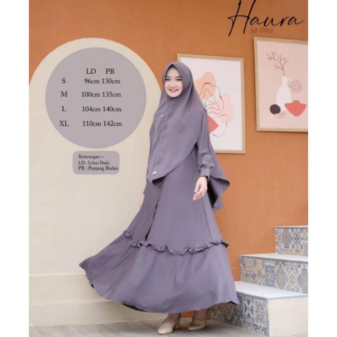 Haura Set Syari Baju Dress Hijab Friendly Gamis Aden Busui Original By Zoraidaidasp