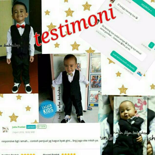 Setelan Tuxedo Vest Bayi Laki Usia 3 6 Bulan Vest HITAM - Setelan Pesta Resmi Vest Bayi Cowok BLACK