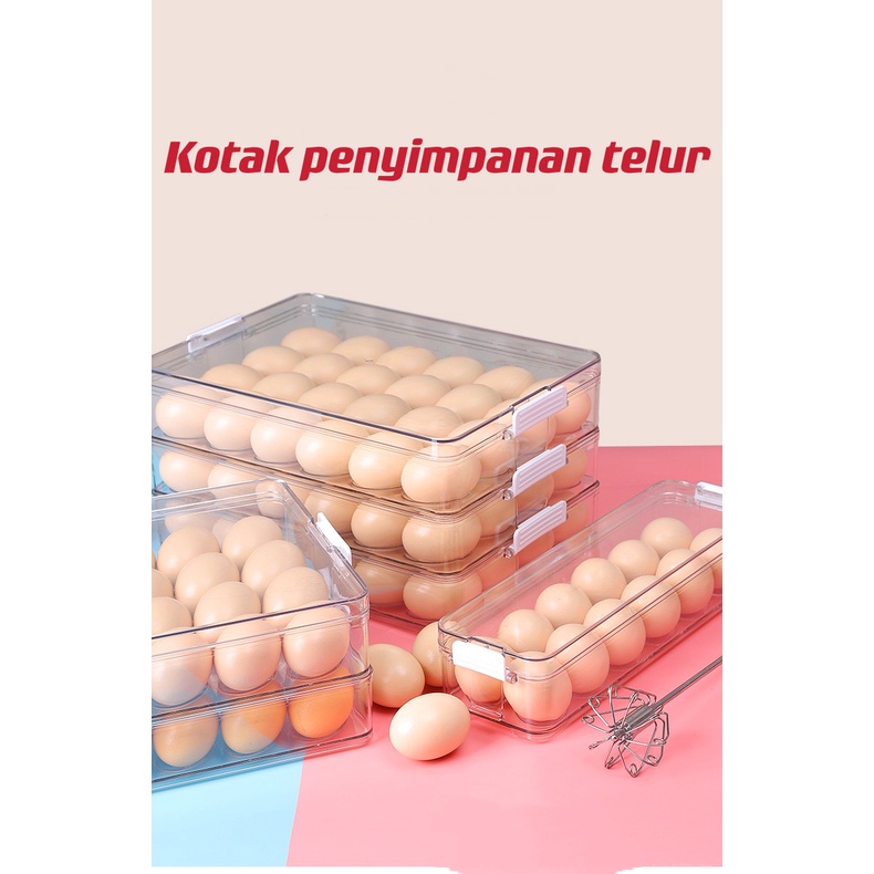 Tempat Box Telur Sekat Kotak Box Organizer Rak Serbaguna Dengan Tutup / Box Egg Organizer