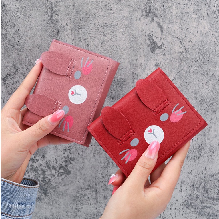 LOP Dompet Wanita Simple Lipat  Motif Kelinci Lucu Wallet Remaja Cute Korean Style By Chikoisme NR