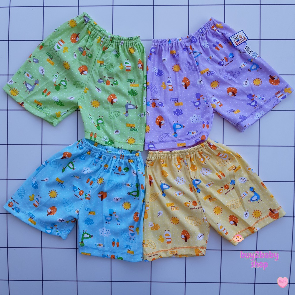 Celana pendek bayi Belva warna motif isi 4 PCS