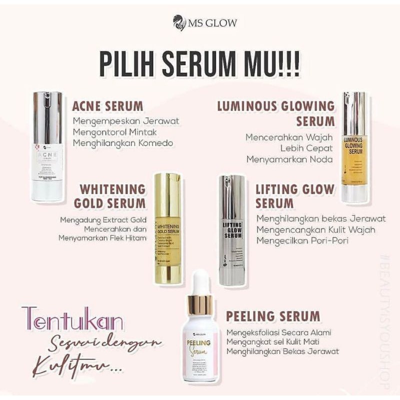 Maya Kosmetik Malang mayatobing ORIGINAL MS GLOW SERUM /LIFTING/LUMINOUS/GOLD/ NEW ACNE/ PEELING