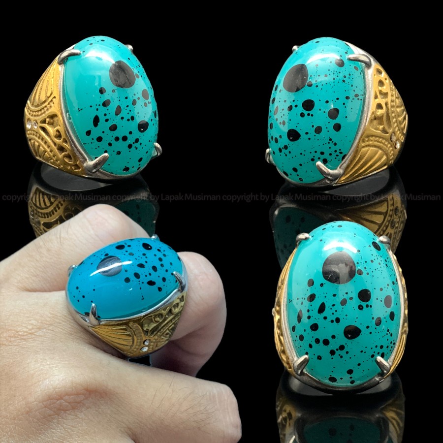 [Bayar di Tempat] Cincin Pria Batu Akik Bacan Syntetic Big Size Origin Indonesia