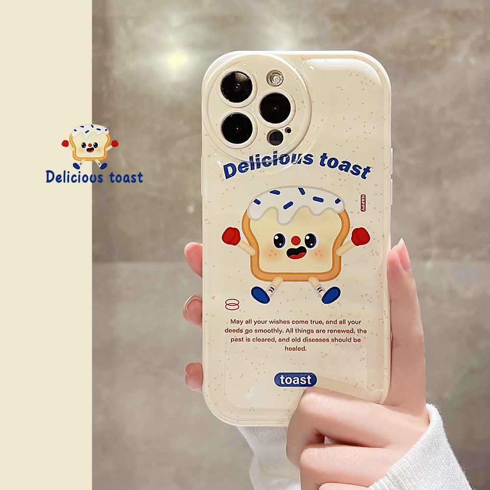 Case Pelindung Bahan Silikon Desain Kartun Roti Panggang Untuk Iphone 14 7 8 Se 2020 7 + 8PLUS XS XR 11 12 13 PRO MAX