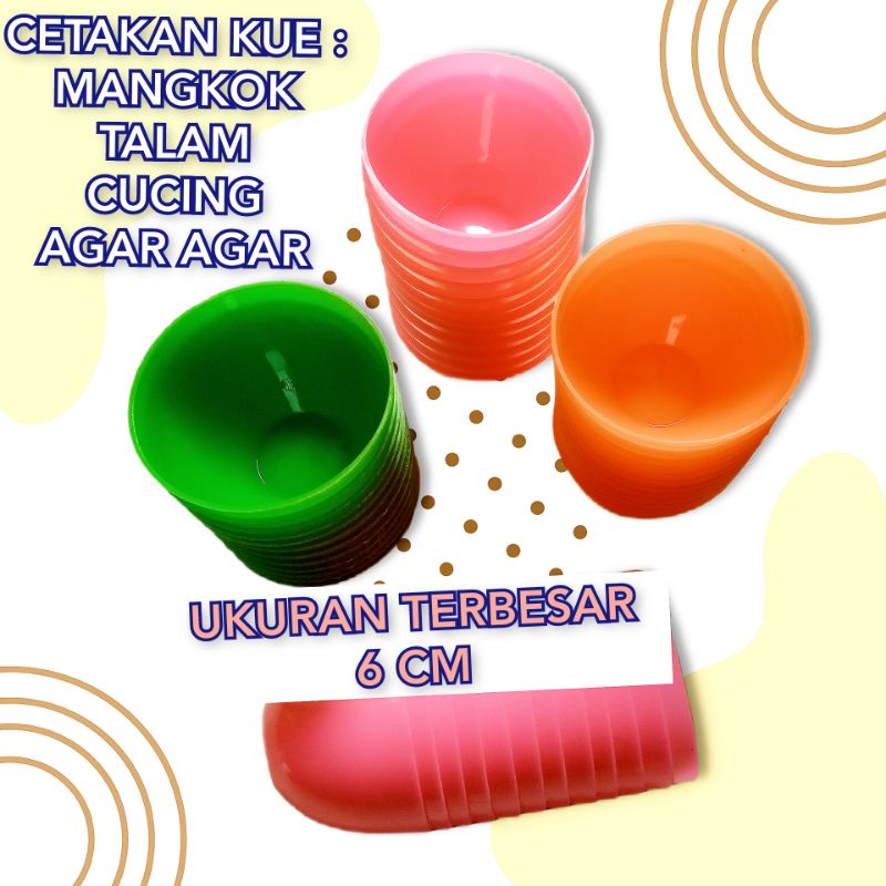1 Lusin Cetakan Kue Mangkok Plastik Murah Terbesar 6 Cm Kukusan Kue Talam Kue Cucing Agar Puding Plastik Food Grade