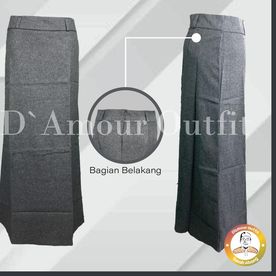 ✵ Rok Kerja Wanita Panjang LINE A Ukuran S - 4L JUMBO Bahan Gabardine Premium Hitam Abu Mocca Coklat
