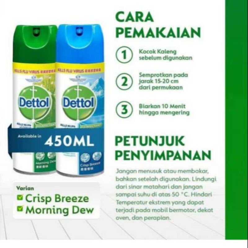 Dettol Disnfektan Spray 450ml /detol disinfektan semprot 450 ml