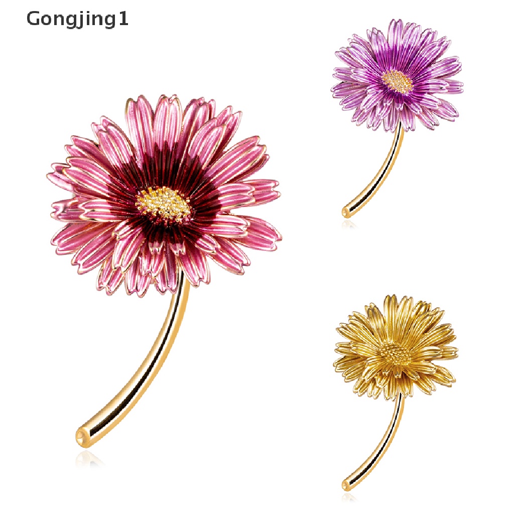 Gongjing1 Bros Pin Enamel Bentuk Bunga Aster Untuk Wanita