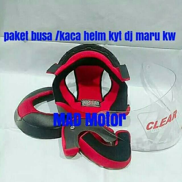 paket komplit busa helm set kyt dj maru kancing besi dan kaca visor hitam bening