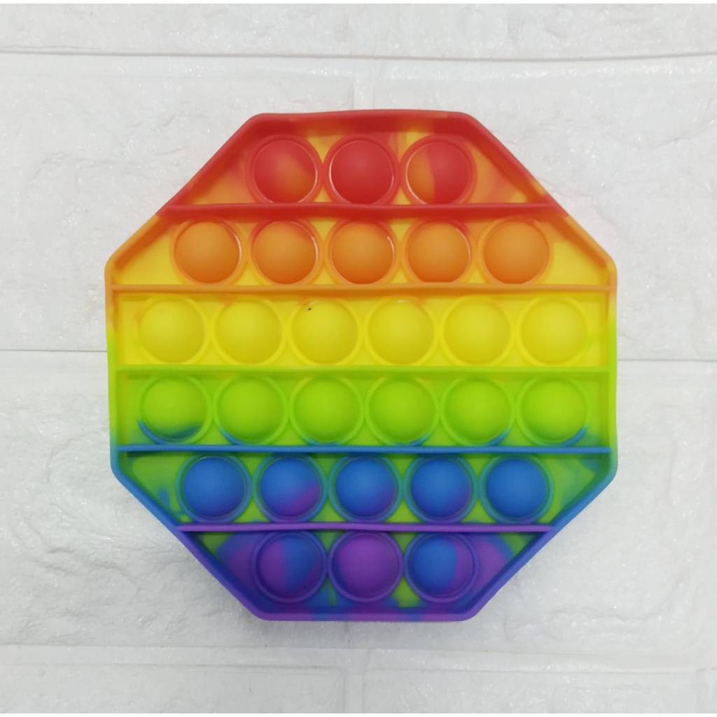 GLORI.ID R412 POP IT MURAH RAINBOW UNICORN fidget push Fidget Toy Push bubble kids POPIT-OKTAGONAL