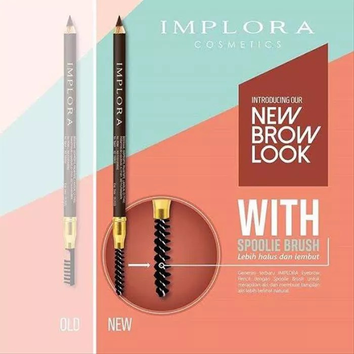 IMPLORA EYEBROW PENCIL - Dilengkapi Rautan dan Kuas Lembut ❤ jselectiv ❤ Pensil Alis IMPLORA - ORI✔️BPOM✔️COD✔️