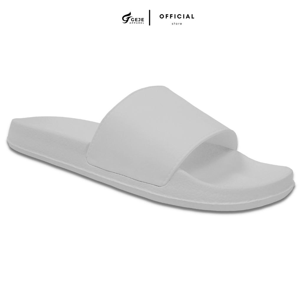 Geje Apparel - Sandal Slop Polos Karet Hitam Putih